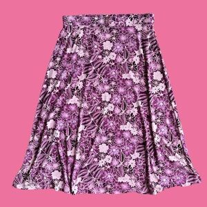 Jaclyn Smith Floral A-Line Skirt in Purple and White